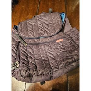 Skip Hop Forma Quilted Diaper Backpack Bag - Black W/ Teal Lining Zipper Pockets